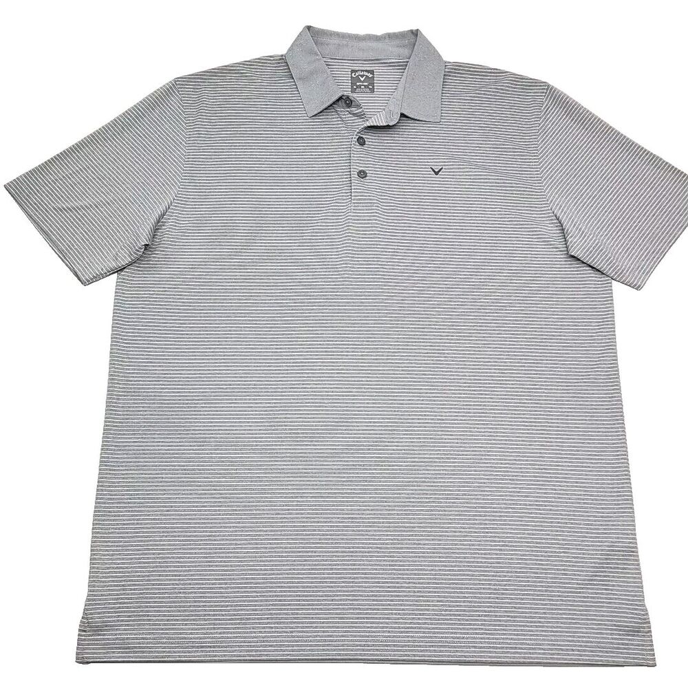 Callaway Golf Opti-Dri Polo Shirt Collar Men Sz XL Gray Stripe Polyester Stretch